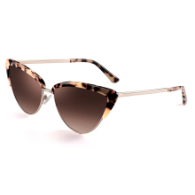 New Trendy Cat Eye Half Rimless Acetate Sunglasses with Polarized Lenses