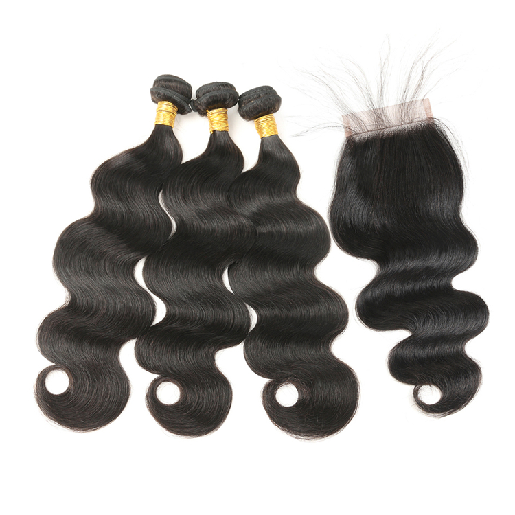 Body Wave virgin remy hair bundles with lace closure reliable natural 4x4 brazilian hair closure