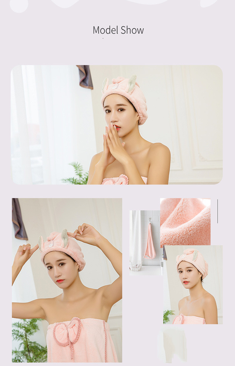 Thickened coral hair dryer towel shower cap (5)