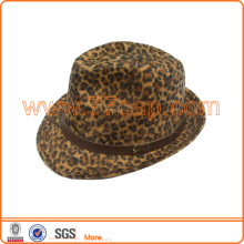 Wool Leopard Print Fedora Hat