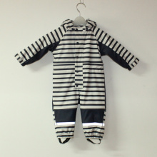 Sapphire/White PU Stripe Conjoined Raincoat/Overall for Baby/Children