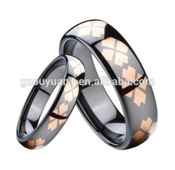 High Polished Black Ceramic Ring, Rose Gold Plated Ceramic Ring