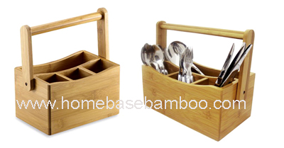 Bamboo Cutlery Flatware Utensil Caddy Holder Box Storage Organizer - Hb609