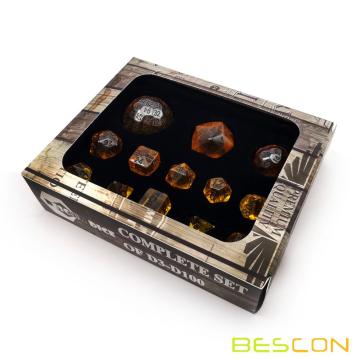 Bescon Amber Komplettes polyedrisches RPG-Würfelset 13 Stück D3-D100