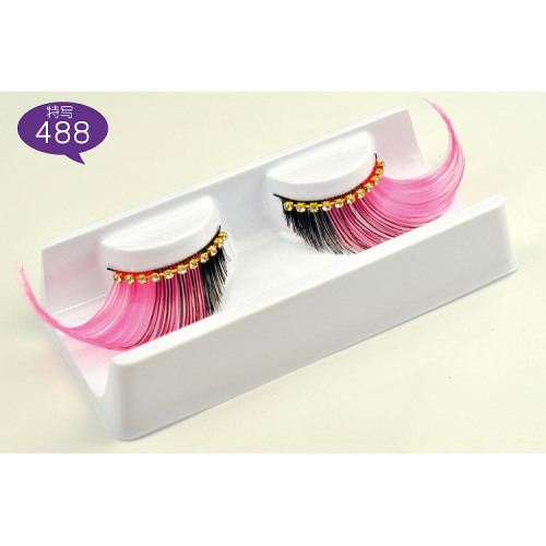 Colorful exaggerated false eyelashes with diamond