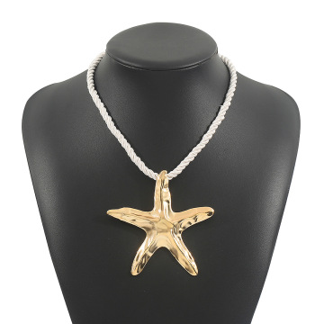 Fashionable Boho Starfish Necklace with Vintage Rope Chain