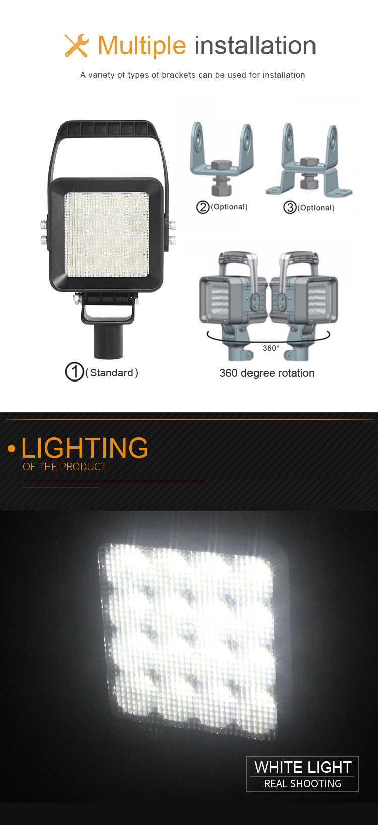 LED แบบพกพาหนัก 5 "48W แสงทำงานการติดตั้งหลาย ECER10 IP67 การเกษตรไฟทำงาน
