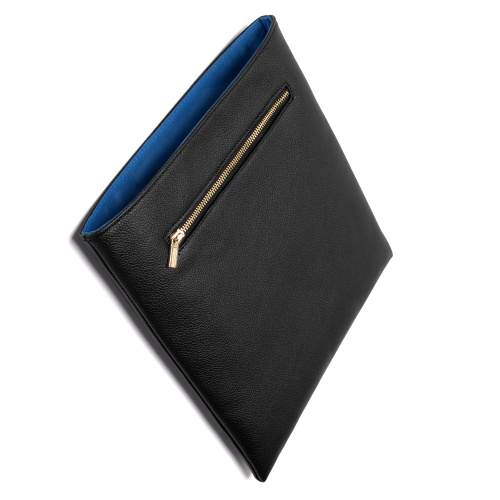 Multi-function Black leather Blue lining cosmetic bags