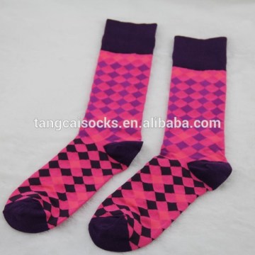 MSP-107 Fancy Bright Pink Colorful Argyle Men Socks/Custom 2015 New Design Dress Men Socks