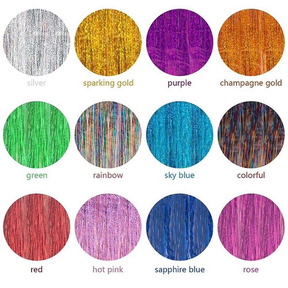 Cheap Hair Tinsel Straight Bling Synthetic Braiding Hair Extensions For Bridal Hair Accessories Festival Party Twinkle Colorful