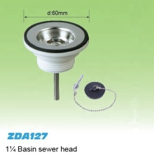 1-1/4\" Sink Drain Assembly including Strainer, Basin Sewer Head, and Waste Coupler