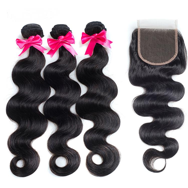 Usexy Free Sample Hair Bundles Virgin Malaysian Hair Body Wave Hair Bundles with Closure