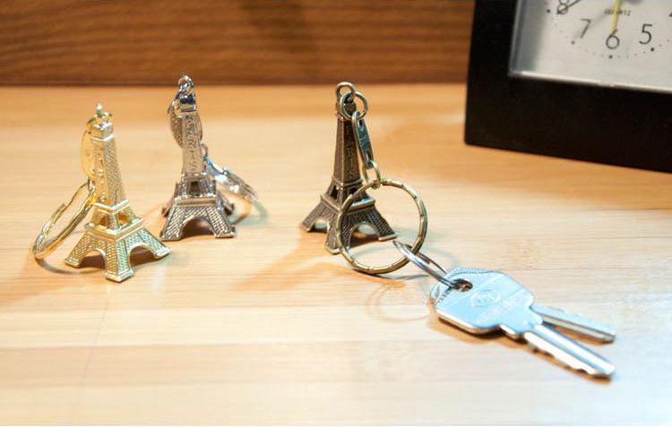 Wholesale Retro Elegant Promotional Gifts Mini Eiffel Tower Metal Keychain Souvenir