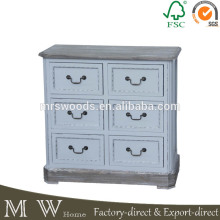 six drawer white cabinet, antique pine wood cabinet, livingroom pine wood cabinet
