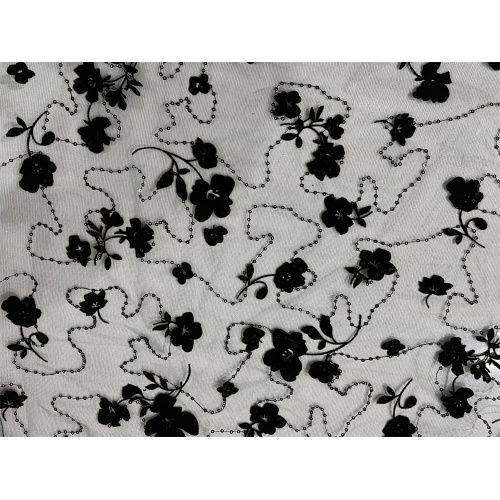 2022 polyester mesh fabric after processing embroidery piece flowers and leaves messy mesh fabric