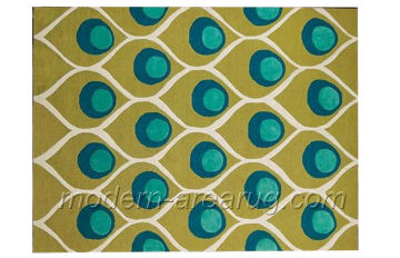 Peacock Pattern Hand-tufted Wool Pile Rug, Colorfast Mothproof Wool Area Carpets