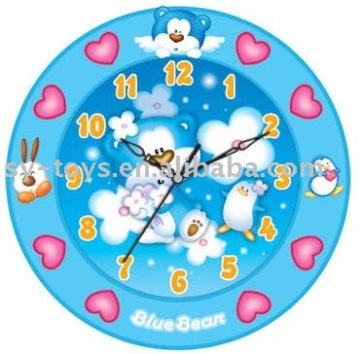 Round love blue bear clock