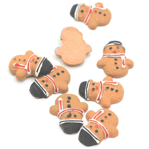 Heißer Verkauf Brown Snowman Flat Back 100pcs / bag Harz Cabochon für DIY Spielzeug Handwerk Dekoration Perlen Telefon Ornamente