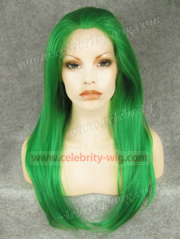 Green Straight Synthetic Lace Front Wig