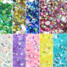 Bulk Wholesale Peridot AB Plated Silver Bottom Resin Flat Back Round Rhinestones