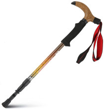 Aluminum Alloy T-Handle Three-Section Hiking Stick for Outdoor Travel