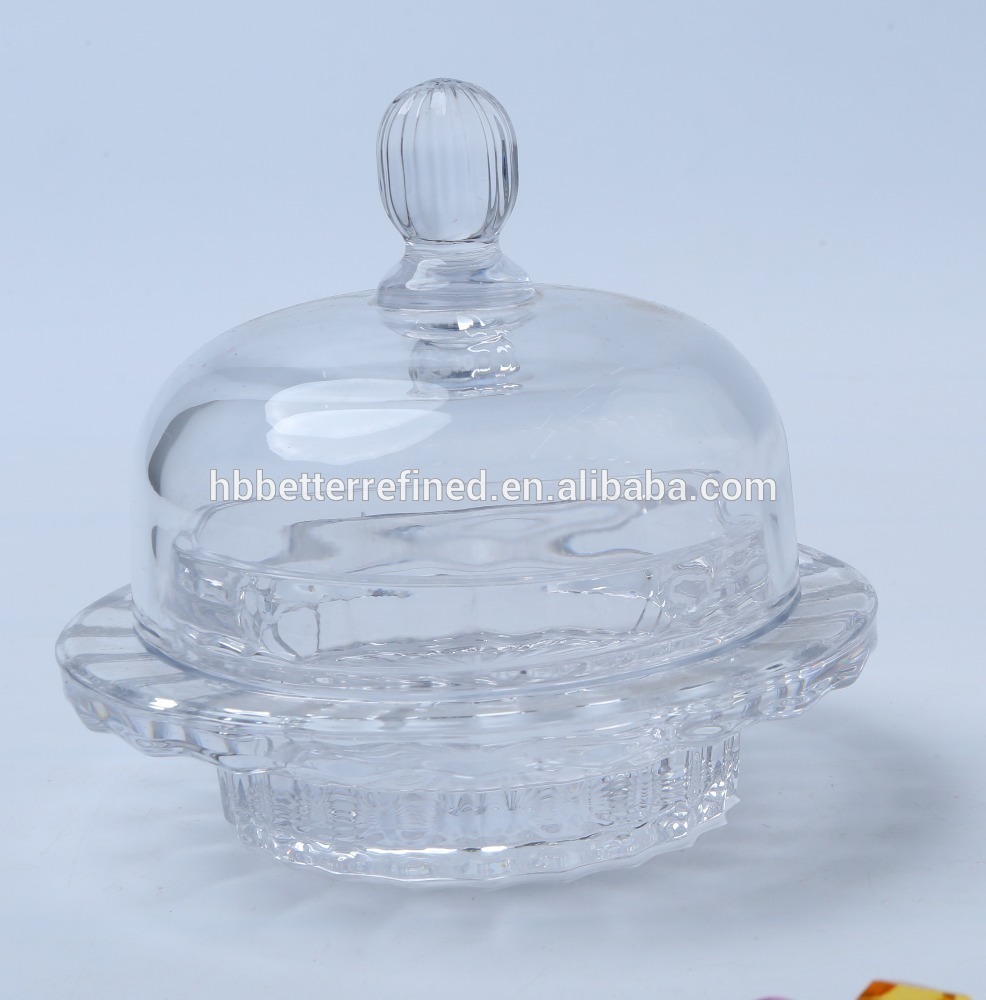 2vintage Crystal Glass Butter Jar