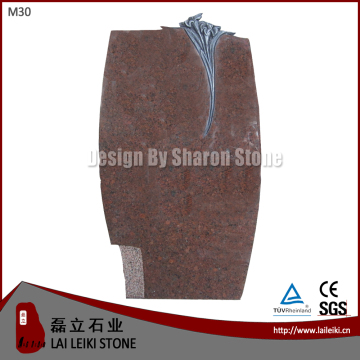 Kawa Red Granite Headstone Carved Flower