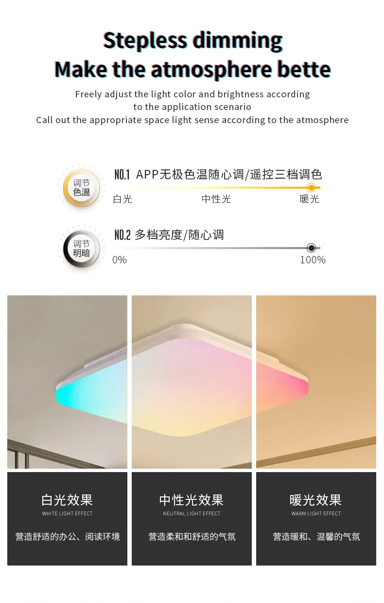 Smart RGBW Dimmable Ceiling Light with Remote Control Features