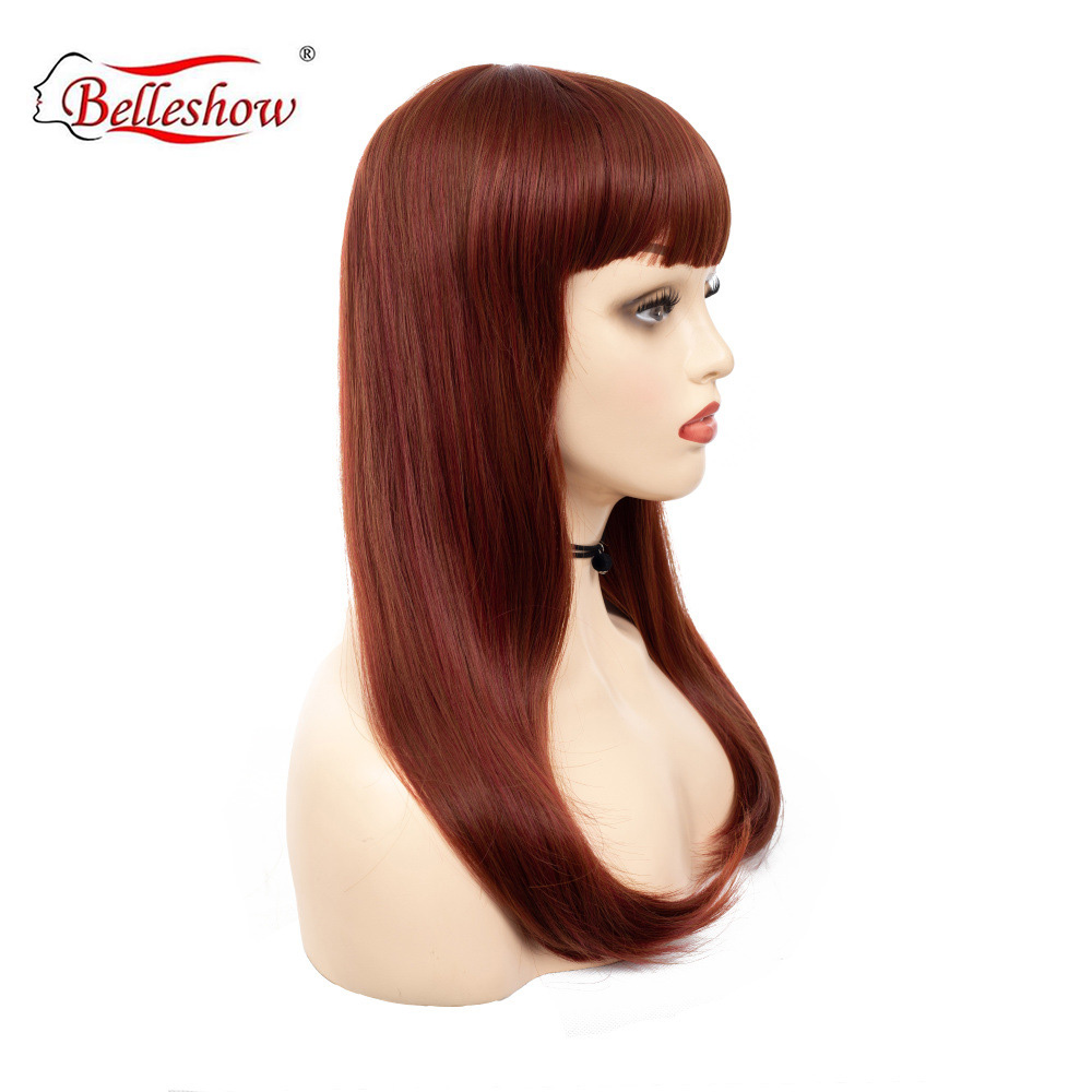 Hot sell synthetic long wig  women's long straight hair curtain head cover cheap hair wig