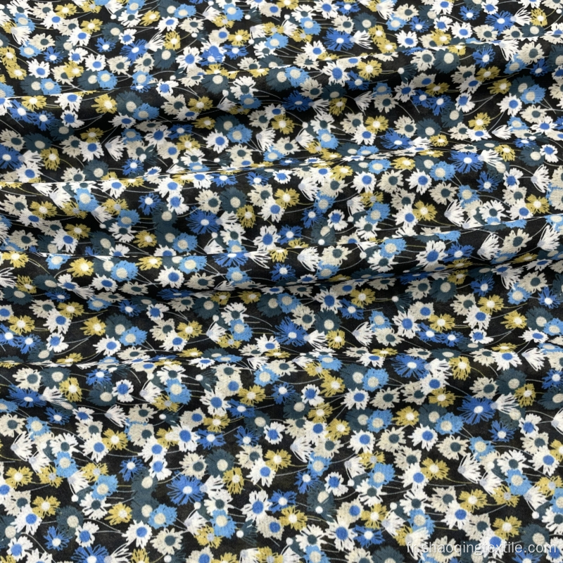 Lavé à plusieurs reprises en petit tissu polyester à motif floral