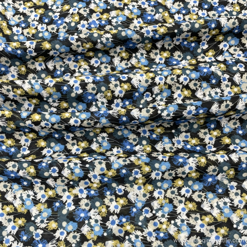 Washed Repeatedly Small Floral Pattern Polyester Fabric