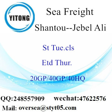 Transporte marítimo de frete marítimo de Shantou para Jebel Ali