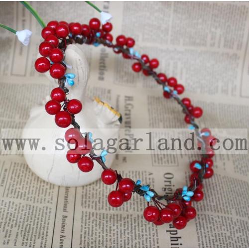 New Fashion Red Berry Garland Christmas Party Headdress Headband Garland