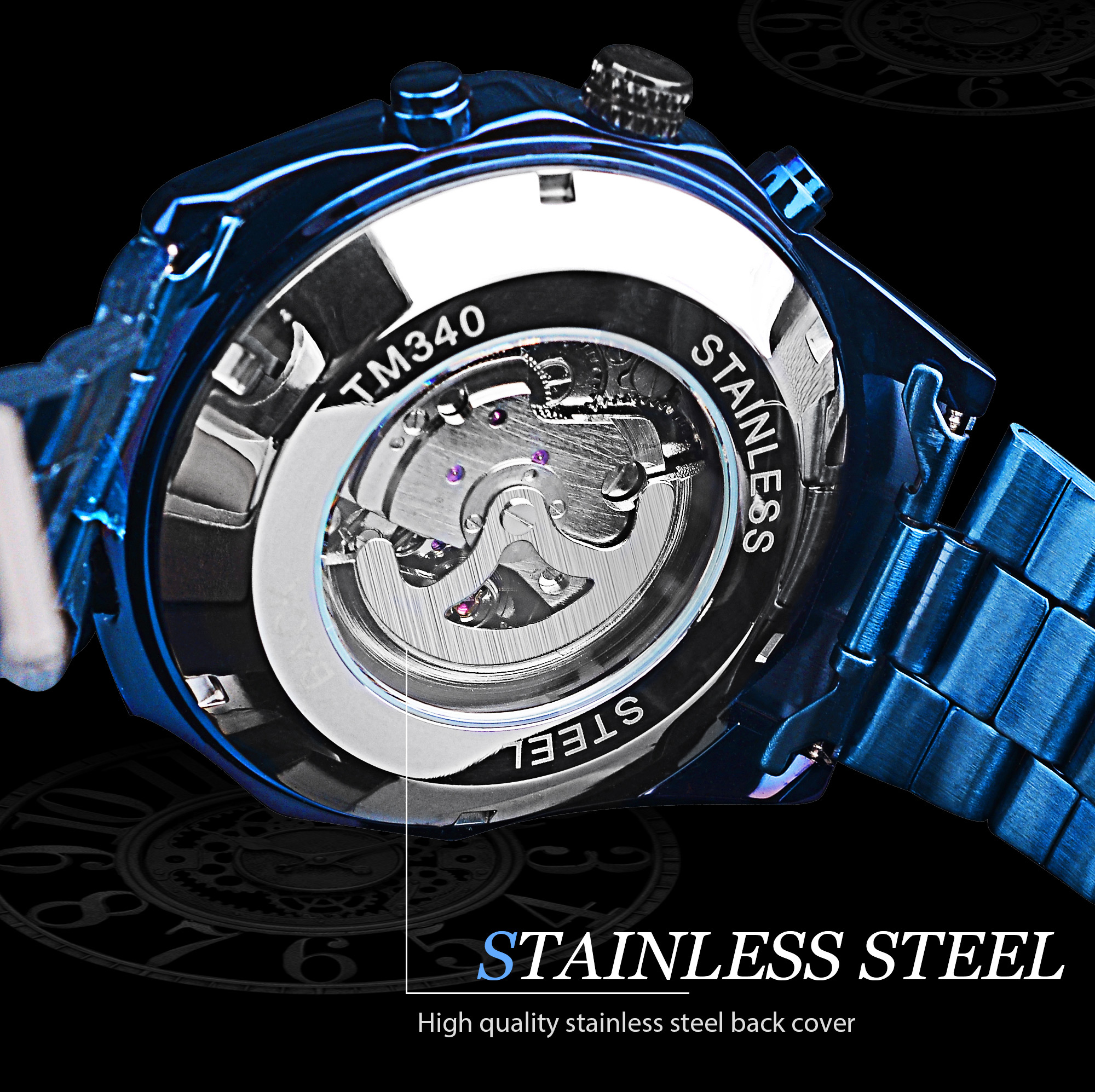 Forsining Blue Design Stainless Steel Men Mechanical Automatic Wrist Watches Top Brand Luxury Military Sport Male Clock