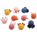 Kawaii Simulation Pompon Candy Animal Head Flatback Resin Miniatures for Jewelry Making Hair Clips Accessory