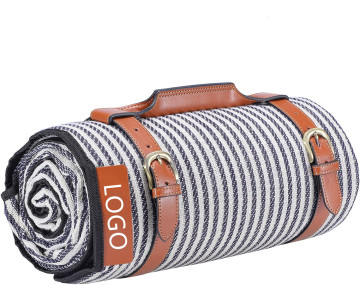 Waterproof Stripe Picnic Beach Mat Rug - White and Black