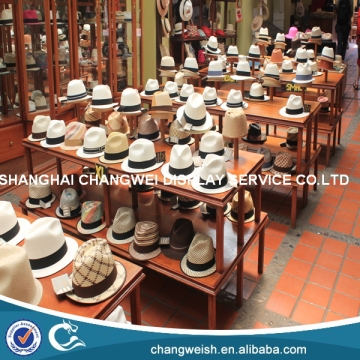 wooden hat stand display table