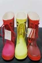 Short Yellow Or Red Lace Up Ladies / Womens Rain Boot Size 38