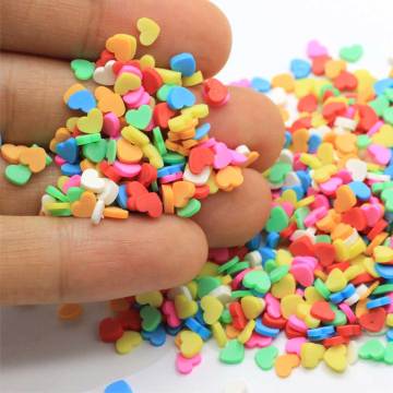 Wholesale Mini Mix Colors Heart Soft Polymer Clay Slices 5mm 500g/Bag Kawaii Phone Case Fillers Nail Sticker Bead