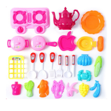 Girl's Pretend Play Kitchen Set: Dollartoys Handbag, Tea Set, and Toy Tableware for Kids