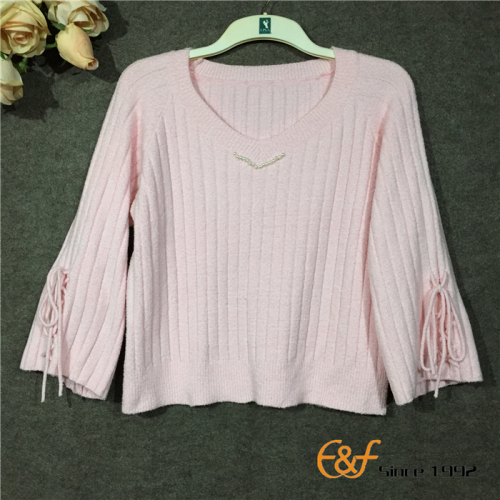 Duże mankiety z ozdobą liny Graceful Sweater