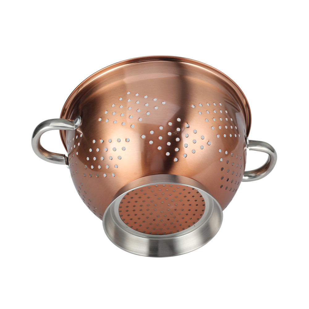 Copper Fruit Colander With Satin Polishing Ring Base