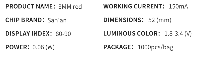 3 mm rojo 03 3mm Red 03
