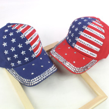 Fashion American Flag Rhinestone Denim Baseball Cap