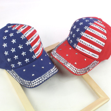 Fashion American Flag Rhinestone Denim Baseball Cap