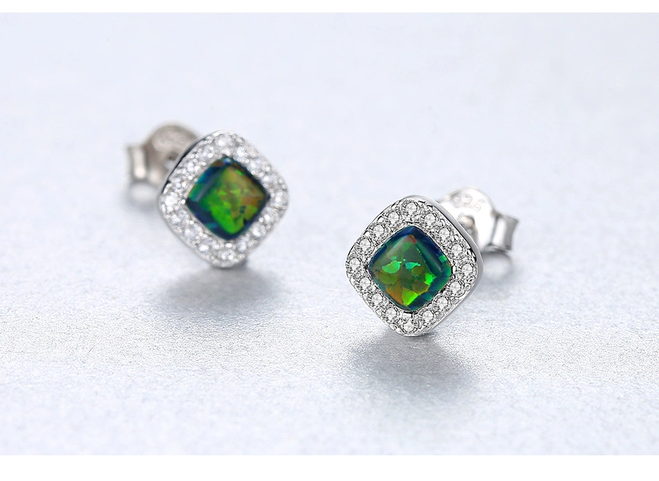 S925 Silver European Style CZ Opal Stud Earrings