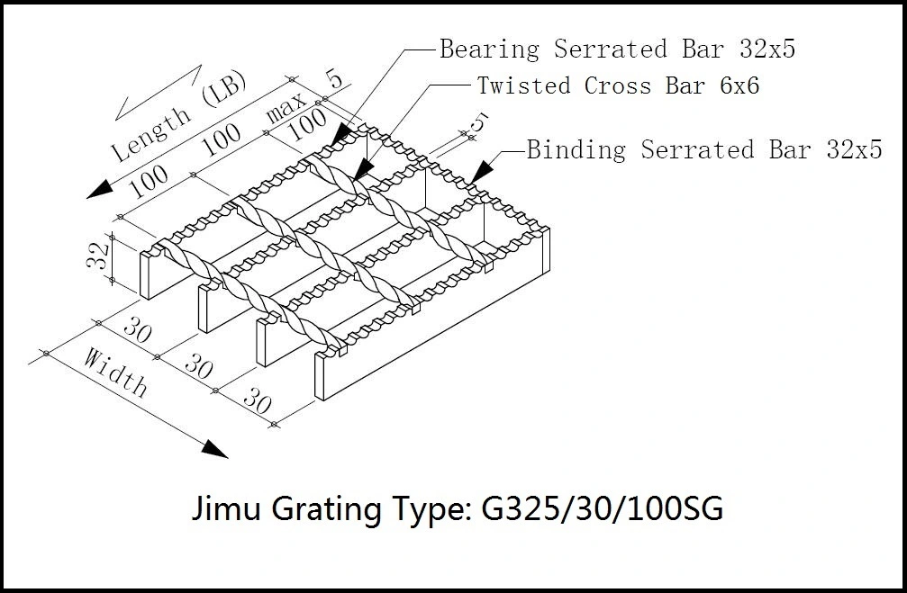 Jimu Hot DIP Galvanized Steel Grating Walkway with Painted/Galvanized Ball Joint Handrails