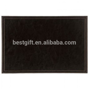 Black faux leather table runner dining mat stitched