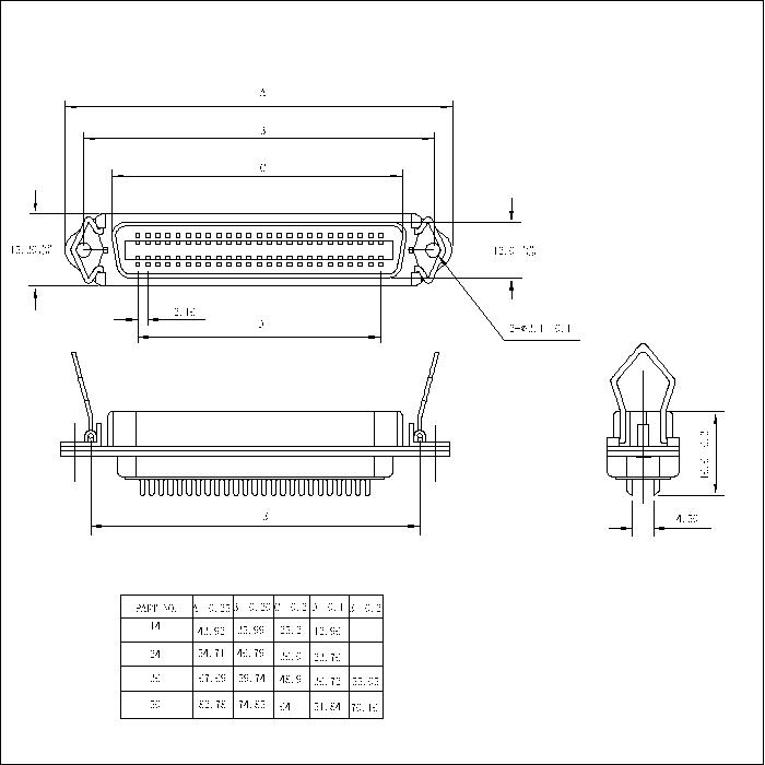 57CC-FXXXX01 2.16mm CENTRONIC SOLDER CONNECTOR FEMALE PANEL MOUNT WO FRONT LATCH TYPE