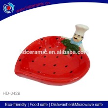 strawberry ceramic ice-cream plate,salad plate,smoothie plate